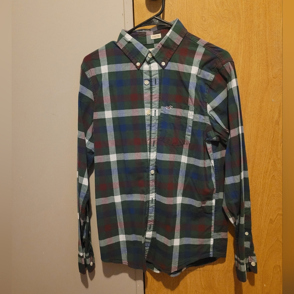 MENS S PLAID BUTTON DOWN